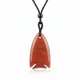 Gemstone Fish Pendant Necklace Adjustable Rope #SN2016-BK22 Handcrafted Gemstone Charm 22x40mm Cord Spiritual Gift for Women Men