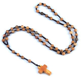 Natural Stone Cross Necklace Handmade 6mm Bead Rosary Jewelry Adjustable Spiritual Meditation Prayer Beads for Men Women Gifts SN2031