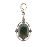 Silver Oval Gemstone Pendant Charms Tag #SP1502S-BT Stone Keychain for Bag