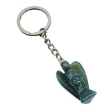 Handmade Craved 1.0Inch Gemstone Angel Pendant Charms Keychain #KC1531