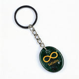 Oval Gemstone Disc Keychain– Carved with Custom Words & Symbol -Infinity Symbol