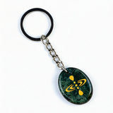 Oval Gemstone Disc Keychain– Carved with Custom Words & Symbol -Mindfulness Meditation