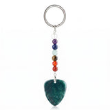 Gemstone Guitar Pick Keychain 7 Charka Chain KC2030