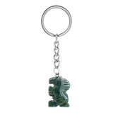 Gemstone Horse Pendant Keychain Hand Carved 25MM Animal Keyring  Accessories for Bag #KC2302S-A1