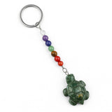 1.0Inch Tortoise Gemstone Pendant Keychain 7 Chakra Beads Chain #KC2311S-A4