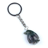 1.0 Inch Hand-Carved Gemstone Penguin Pendant Keychain#KC2313S-A1