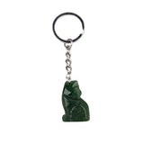 1.0Inch Hand Carved Gemstone Wolf Pendant Keychain #KC2314SS-A1