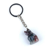 1.0 Inch Hand Carved Gemstone Dog Pendant Keychain #KC2316S-A1