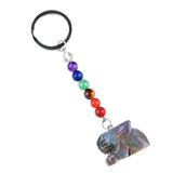 1.0Inch Handmade Craved Rabbit Animal Gemstone Pendant Keychain 7 Chakra Beads Chain #KC2320S-A4
