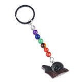 1.0 Inch Hand Carved Snail Gemstone Figurine Pendant Keychain 7 Chakra Beads Chain #KC2323S-A4