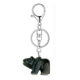 Hand-Carved Gemstone Bear Pendant Keychain – 25MM Natural Crystal Animal Charm with Sturdy Lobster Clasp, Perfect Key Ring Accessory for Bags & Purses #KC2324S-A3
