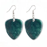 Hand-Polished Gemstone Guitar Pick Pendant Dangle Earrings Unique Crystal Jewelry PE2030