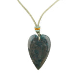 Long Heart Gemstone Pendant Necklace for Women Men Adjustable Colorful Rope