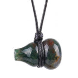 18X30MM Hand-Carved Natural Stone Gourd Pendant Necklace – Adjustable Healing Crystal Calabash Amulet