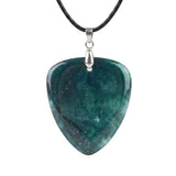 Hand-Polished Gemstone Guitar Pick Necklace with 18Inch Black Rope SN2030