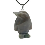 Gemstone Penguin Necklace - 45cm Black Cord Jewelry