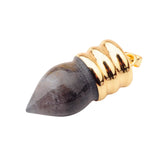 Gold Spiral Cap Bullet Shape Natural Stone Pendant, Teardrop Pointed Gemstone Charm with Grooved Gold Bail, Reiki Healing Crystal DIY Necklace Pendant