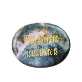 Worry Healing Palm Stones for Meditation Prayer Home Decor with (This Monent is all there is )-35x45MM #SP1904G-W01