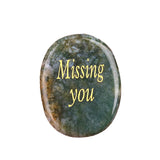 Worry Healing Palm Stones for Meditation Prayer Home Decor ( Missing You)  35x45MM #SP1904G-W02