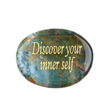 Worry Healing Palm Stones for Meditation Prayer Home Decor with (Discover your inner self )-35x45MM #SP1904G-W03