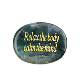 Worry Healing Palm Stones for Meditation Prayer Home Decor with (Relax the body calm the mind )-35x45MM #SP1904G-W05