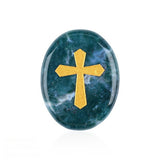 35x45MM Worry Healing Palm Stones for Meditation & Prayer with Gold Cross Design SP1904G-W17