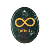 35x45mm Oval Natural Gemstone Pendant, Engraved "Infinity Symbol (∞) ", Polished Crystal Disc Charm for Spiritual Jewelry, Necklace Making