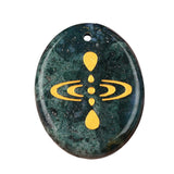 35x45mm Oval Natural Gemstone Pendant, Engraved "Mindfulness Meditation ", Polished Crystal Disc Charm for Spiritual Jewelry, Necklace Making