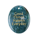 35x45mm Oval Gemstone Pendant "Good Things Happen Everyday" – Natural Stone Charm for Jewelry Making