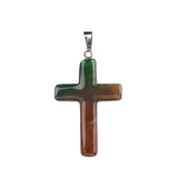 Natural Gemstone Cross Pendant for Jewelry Making DIY Necklace 27X40mm