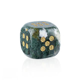 15mm Handmade Carved Gemstone Dice – Natural Stone Crystal Game Dice with Gold Pips – Premium Rounded Edge D6 for Board Games, Tarot, RPG & Decorative Use