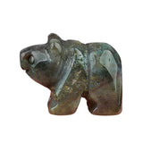 1.0 Inch Hand Carved Bear Gemstone Figurine Ornament for Home Office Desk Decor #SP2324