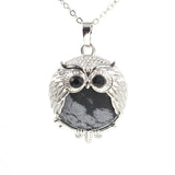 Silver Owl Gemstone Necklace SN1758S Bird Animal Pendant with 45CM 0 Chain