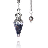 Silver Crown Resin Crystal Orgone Pendulum Pendant Dowsing Charm Chain