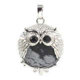 Silver Owl Gemstone Pendant For Making Jewelry #SP1758-28x36MM Size: Aprox 28x38MM -25MM Cabs