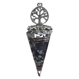 Chips Gemstone Tree of Life Resin Pendulum NO Chain Hexagonal Pyramid Pendant #SP1882AS-F98