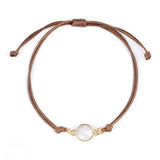 10mm Disc Stone Adjustable Bracelet for Women Men Handmade Woven Bohemian Style Crystal Bangle #SB3127