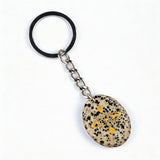 Oval Gemstone Disc Keychain– Carved with Custom Words & Symbol -Mindfulness Meditation