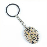 Oval Gemstone Disc Keychain– Carved with Custom Words & Symbol -Good Things Happen Everyday