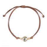 10mm Disc Stone Adjustable Bracelet for Women Men Handmade Woven Bohemian Style Crystal Bangle #SB3127