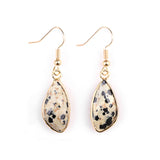 Gold Facted Teardrop Gemstone Pendant Dangle Earring for Women Girls