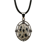 Silver Oval Gemstone Necklace 45CM Black Cord #SN1502S Crystal Pendant 13X18mm Cabs