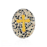 35x45MM Worry Healing Palm Stones for Meditation & Prayer with Gold Cross Design SP1904G-W17