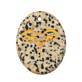 35x45mm Oval Natural Gemstone Pendant, Engraved Buddha's Contemplative Eye, Polished Crystal Disc Charm for Spiritual Jewelry, Necklace Making