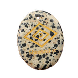 35x45mm Oval Natural Gemstone Pendant, Engraved "The Shaman's Eye", Polished Crystal Disc Charm for Spiritual Jewelry, Necklace Making