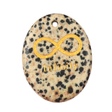 35x45mm Oval Natural Gemstone Pendant, Engraved "Infinity Symbol (∞) ", Polished Crystal Disc Charm for Spiritual Jewelry, Necklace Making