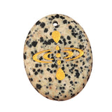 35x45mm Oval Natural Gemstone Pendant, Engraved "Mindfulness Meditation ", Polished Crystal Disc Charm for Spiritual Jewelry, Necklace Making