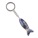 Hand Craved Gemstone Fish Keychain 15X40MM Animal Pendant Keyring
