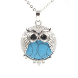 Silver Owl Gemstone Necklace SN1758S Bird Animal Pendant with 45CM 0 Chain