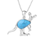 Silver Kangaroo Gemstone Pendant Necklace for Women Men #SN1765 Animal Charms Beads Chain Jewelry